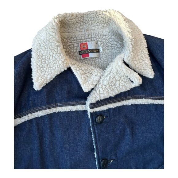 Vintage 70s Citation Western Sherpa Lined Denim Ranch Jacket Large EUC - Picture 2 of 6